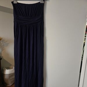 Elegant Navy Blue Strapless Dress